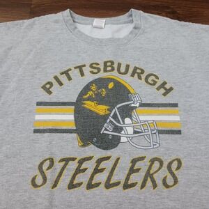 Bespoke Pittsburgh Steelers Sweatshirt Heather Gray Graphic Crewneck Womens M